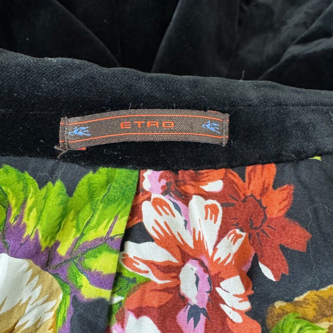 Etro 90s Men’s Black Velvet Blazer Size 48L - 4 Thumbnail