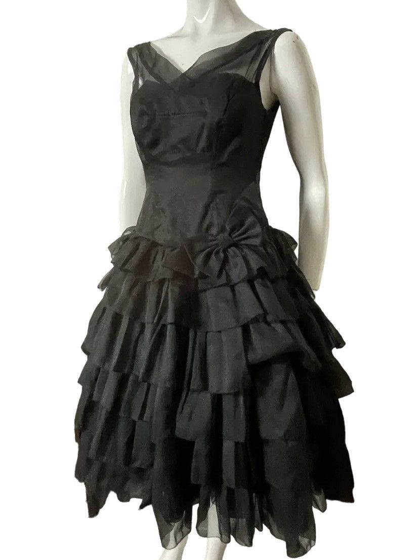 Image of Vintage Marshall & Snelgrove Harrogate 1950S Black Evening Dress, Women's (Size XS)