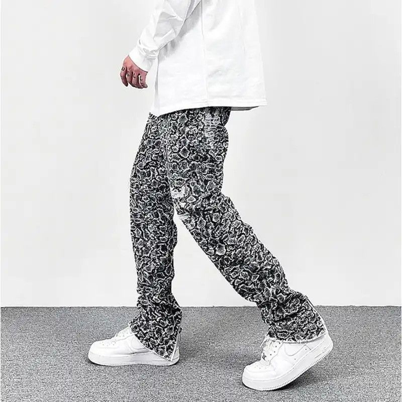 Vintage Harajuku Snake Pattern Back Zipper Hole Frayed Jeans Size US 36 / EU 52 - 4 Thumbnail