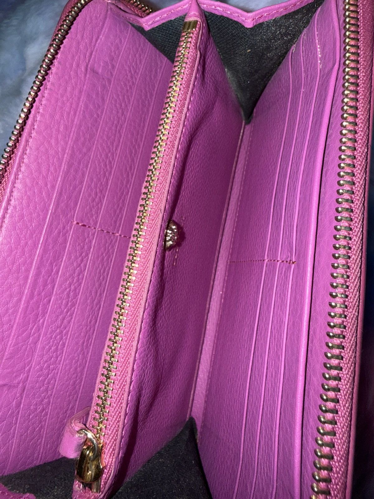 Versace Versace Magenta Pink Leather Zip-Around Wallet Size ONE SIZE - 3 Thumbnail