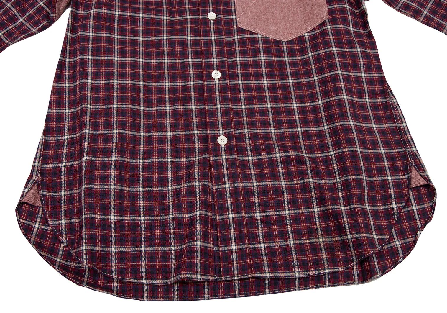 Junya Watanabe Check Pattern Panel Mixed Material Shirt in Red, Size XS Size US XS / EU 42 / 0 - 8 Thumbnail