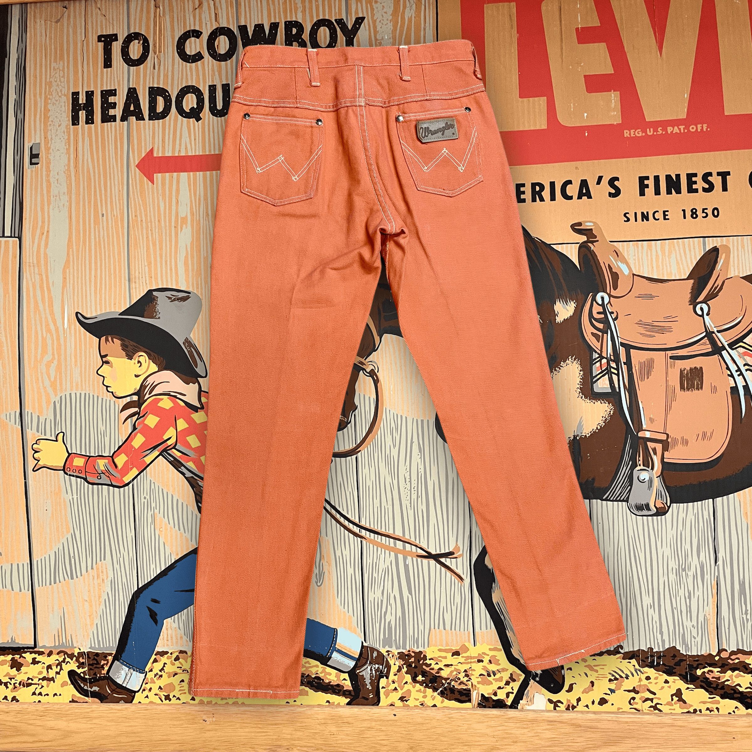 Wrangler RARE 60s Wrangler Sanforized Blue Bell Made In Canada Creamsicle Coloured Twill Trousers With Lightning Zipper Size 28" Size US 28 / EU 44 - 2 Thumbnail