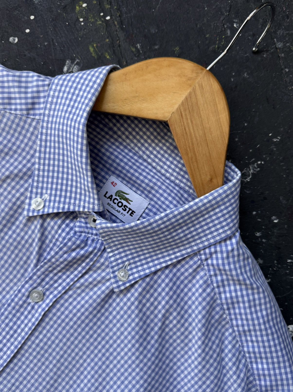 Lacoste Lacoste Regular Fit Gingham Button Down Shirt Blue Size US M / EU 48-50 / 2 - 6 Thumbnail