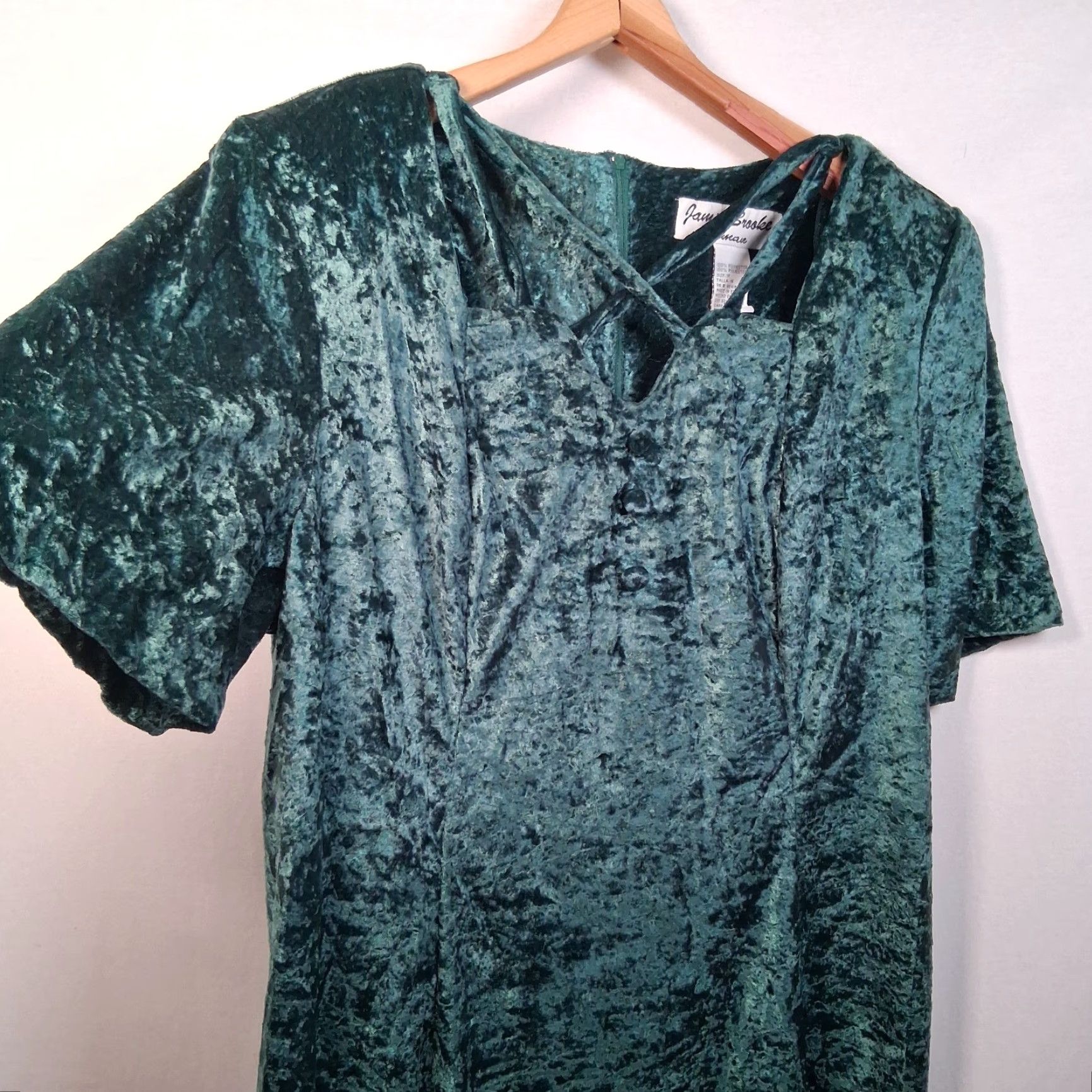 Velour Vintage Jamie Brooke Dress 16 Size 16 Green Velour Strappy Fairy Whimsical Size XXL / US 16-18 / IT 52-54 - 7 Thumbnail