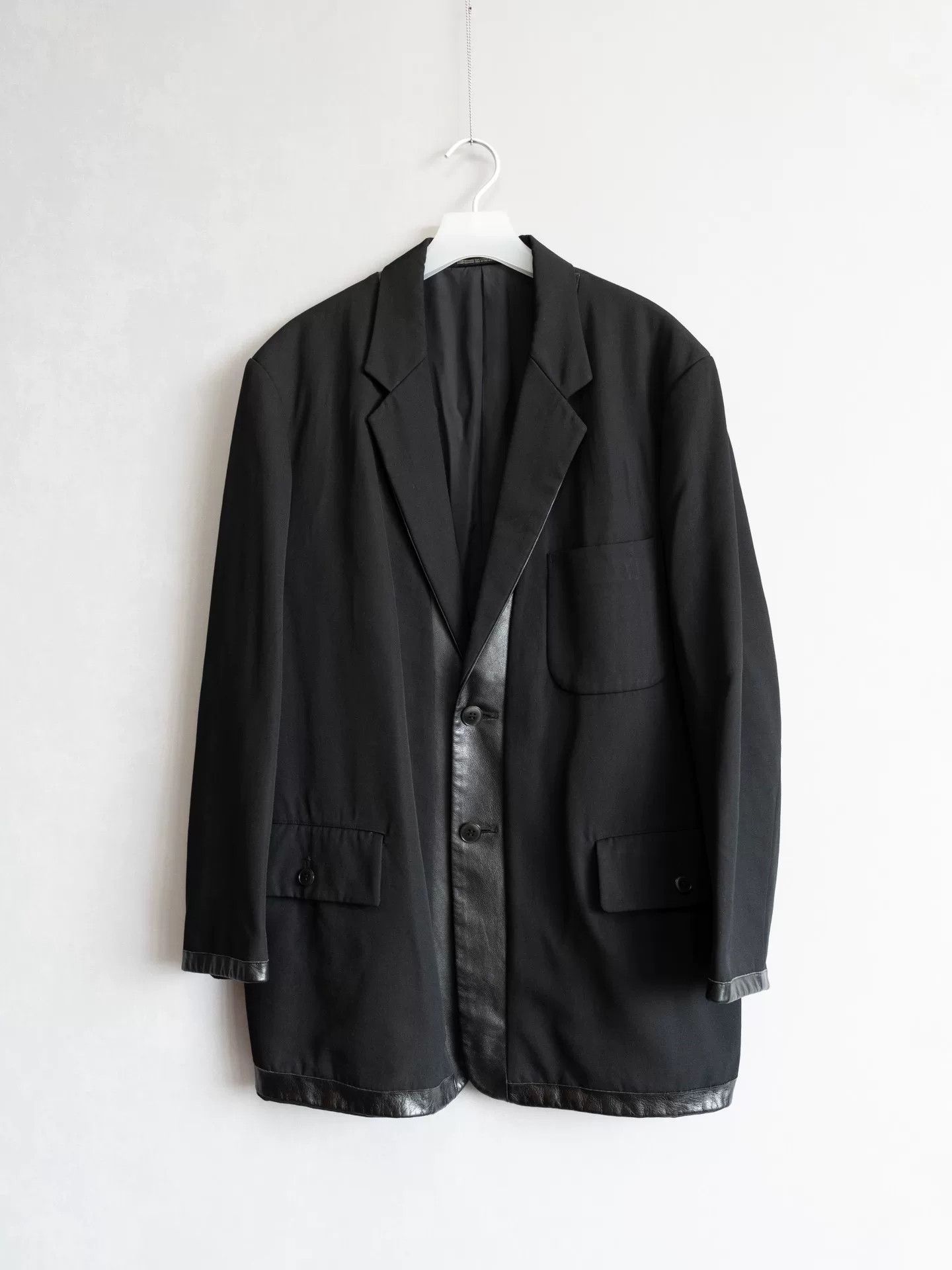 Yohji Yamamoto Yohji Yamamoto Black Wool Coat with Leather Size US S / EU 44-46 / 1 - 1 Thumbnail