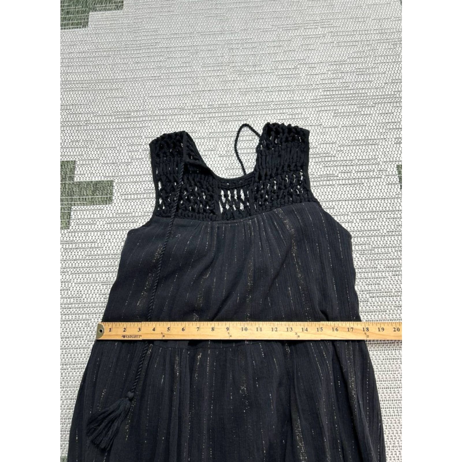 Anthropologie Anthropologie By Maeve Abilene Maxi Dress Womens Small Black Tassel Crochet Yoke Size S / US 4 / IT 40 - 7 Thumbnail
