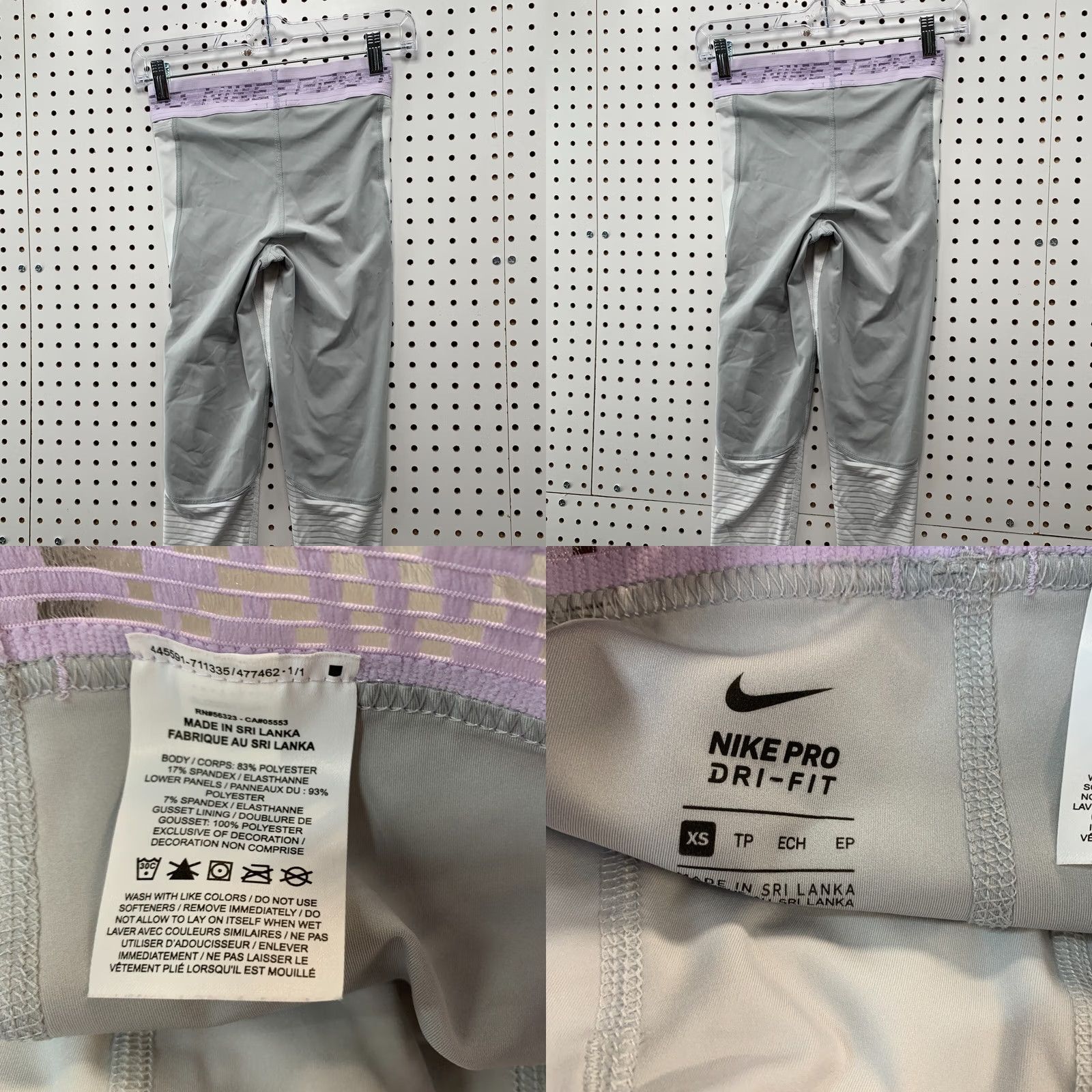 Nike Nike Pro Crop Active Leggings Womens XS White Dri-Fit 24x22 Tights Skinny Baroque? Size 26" / US 2 / IT 38 - 8 Thumbnail