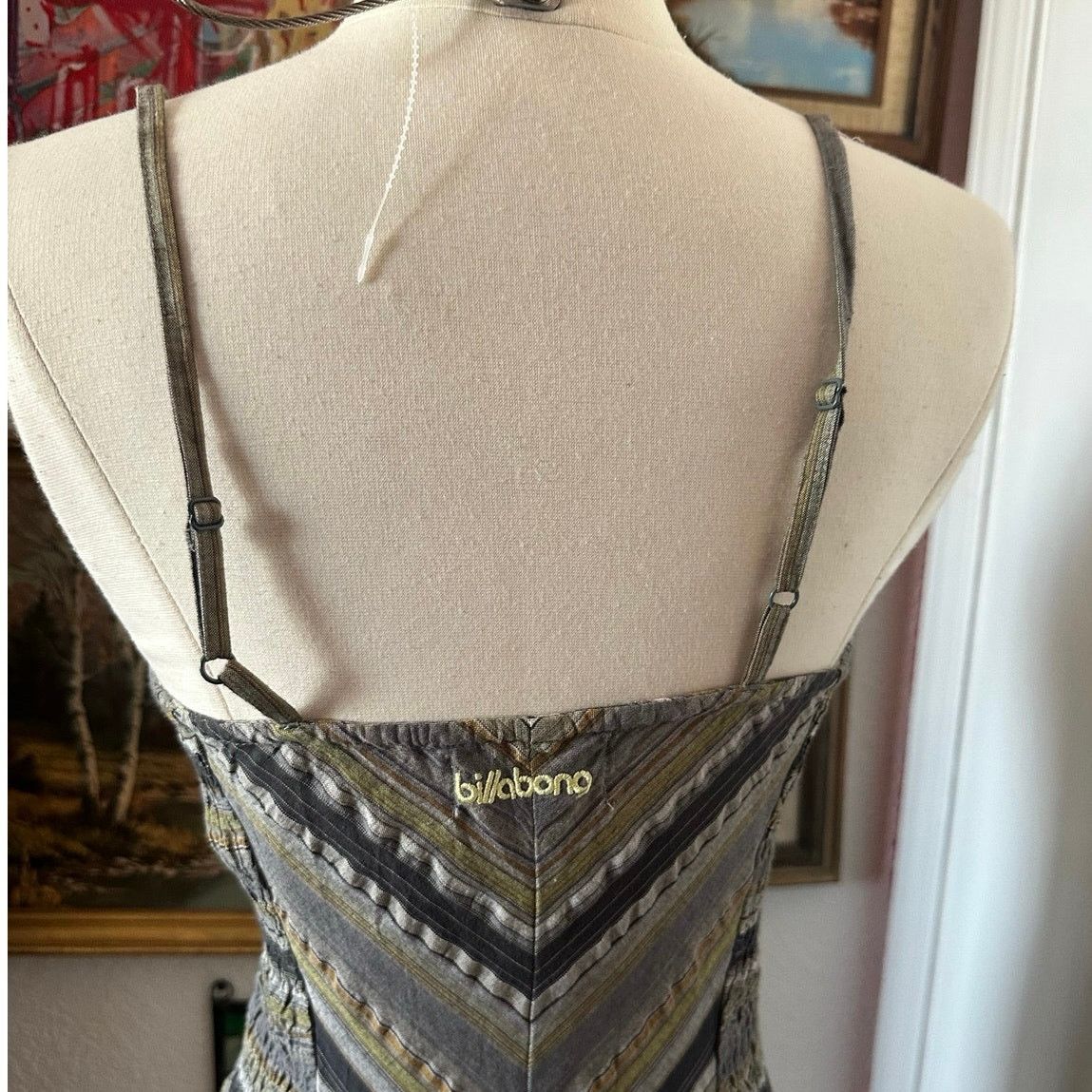Billabong billabong green gray striped v bodycon dress Size M / US 6-8 / IT 42-44 - 3 Thumbnail