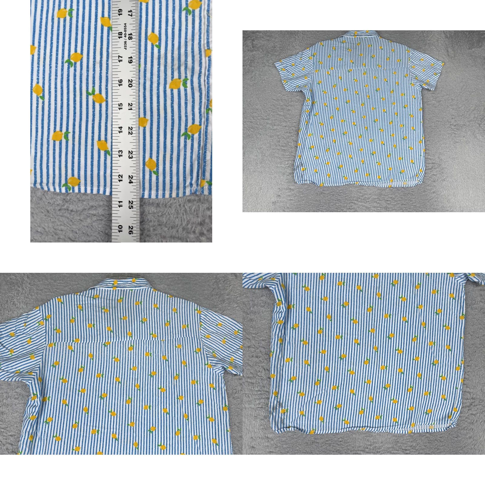 Empyre Empyre Teens Medium Multicolor Short Sleeve Button-Up Shirt Lemon Print Striped Lightweight Casual Size M / US 6-8 / IT 42-44 - 9 Thumbnail