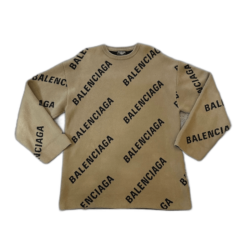 Balenciaga Logo Print Long Sleeve Sweater