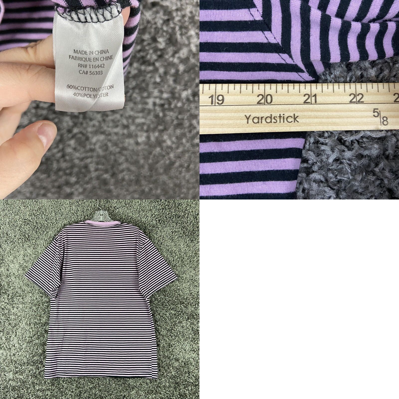 Empyre EMPIRE VINTAGE Striped T-Shirt Women XL Purple Black Short Sleeve Size XL / US 12-14 / IT 48-50 - 8 Thumbnail