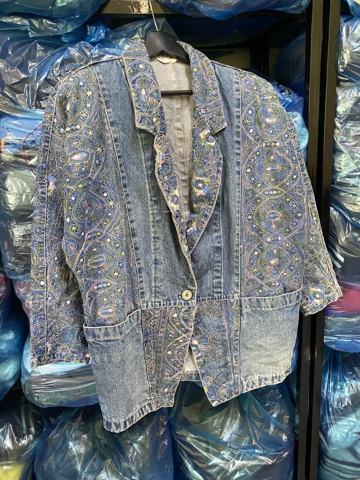 Indigo VINTAGE BOHO BORO SASHIKO JACKET MADE IN JAPAN Size US M / EU 48-50 / 2 - 3 Thumbnail