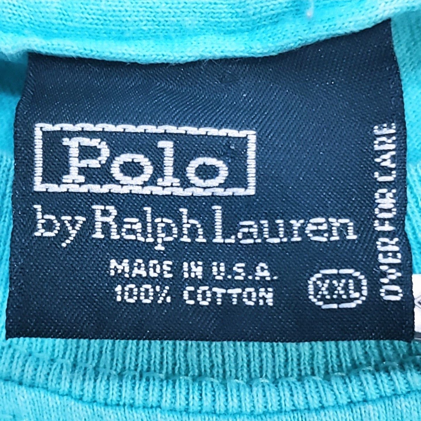 Polo Ralph Lauren × Vintage Vintage 90s Polo Ralph Lauren Crew Neck T-Shirt Aqua Blue Size US XXL / EU 58 / 5 - 8 Thumbnail