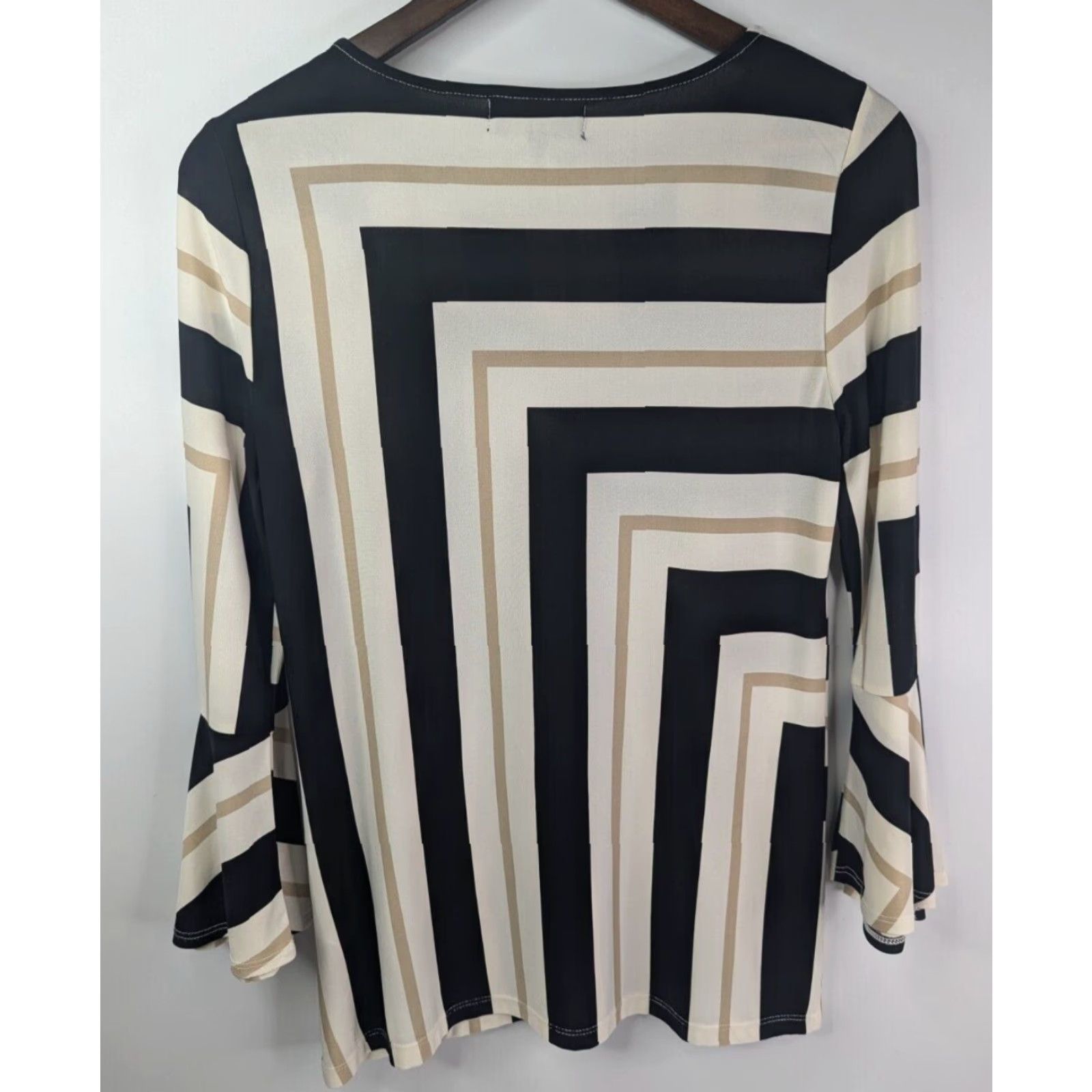 Bell Grayson Blouse Shirt Women’s Small Bell Sleeve Round Neck Striped Geometric Multicolor Modern Classic Style Size S / US 4 / IT 40 - 3 Thumbnail