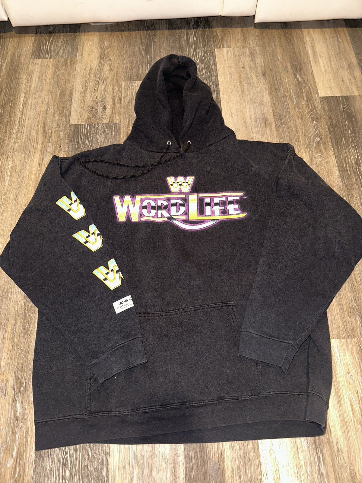 image of Vintage x Wwe 90S/early 2000S John Cena Wordlife Hoodie in Black, Men's (Size XL)