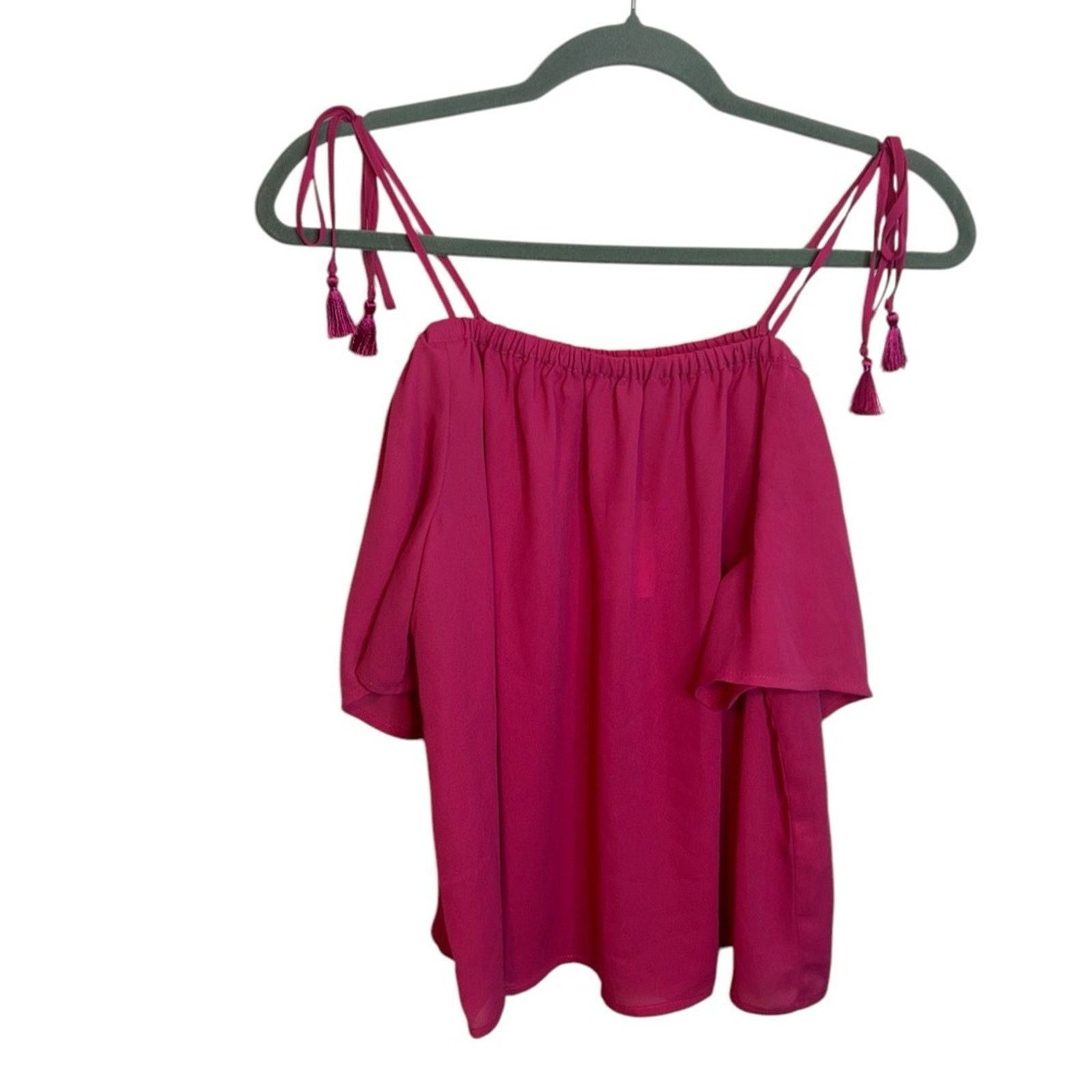 J.Crew Nwt J.Crew Hot Pink Tie Shoulder Tassel Blouse Size XS / US 0-2 / IT 36-38 - 1 Thumbnail