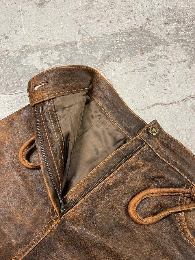 Moschino 1990s Moschino Brown Eroded Leather Skirt Size 25" / US 0 / IT 36 - 8 Thumbnail