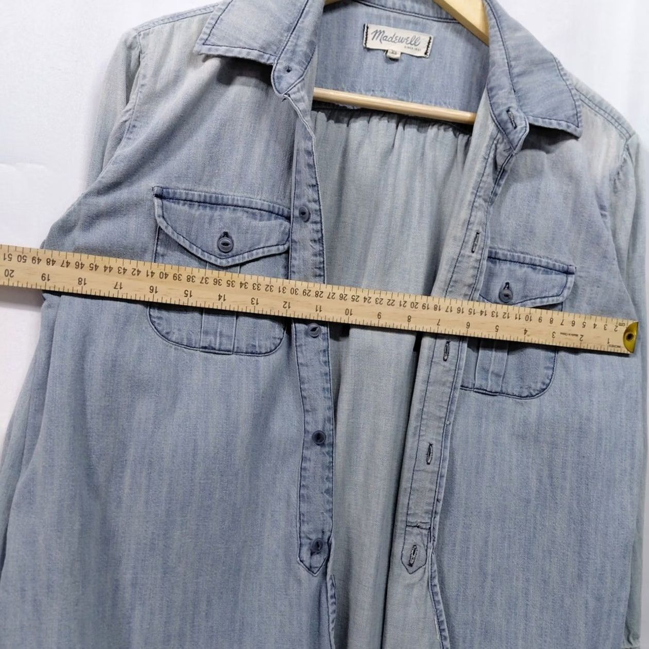 Madewell Madewell Denim Shirt Blue Long Sleeve Solid Collared Women Size M Size M / US 6-8 / IT 42-44 - 4 Thumbnail