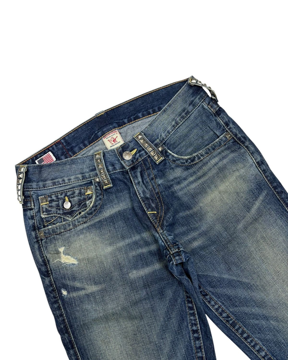 True Religion TRUE RELIGION METAL STUDDED FLARE JEANS BOOTCUT BILLY Size 31" - 8 Thumbnail