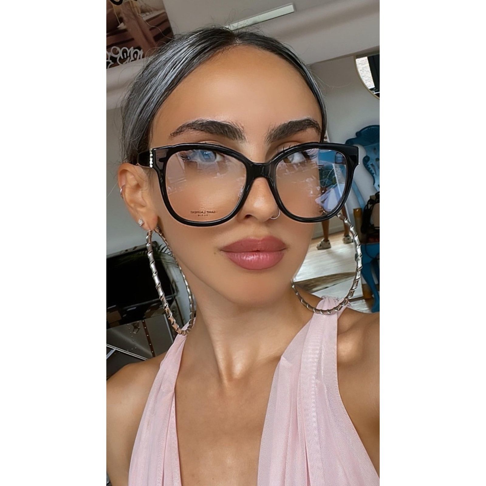 Saint Laurent Paris NEW Saint Laurent SLM97 Black Oversized Eyeglasses Frames Size ONE SIZE - 2 Thumbnail
