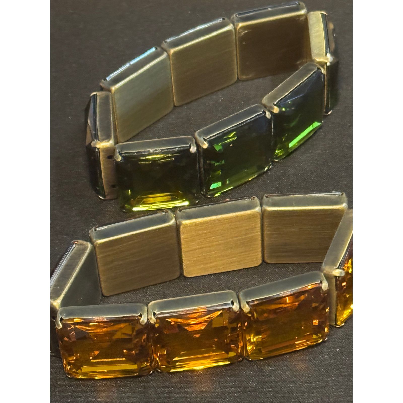Other Vintage Large Stretch Statement Lucite Gold Green Bracelets Size ONE SIZE - 3 Thumbnail