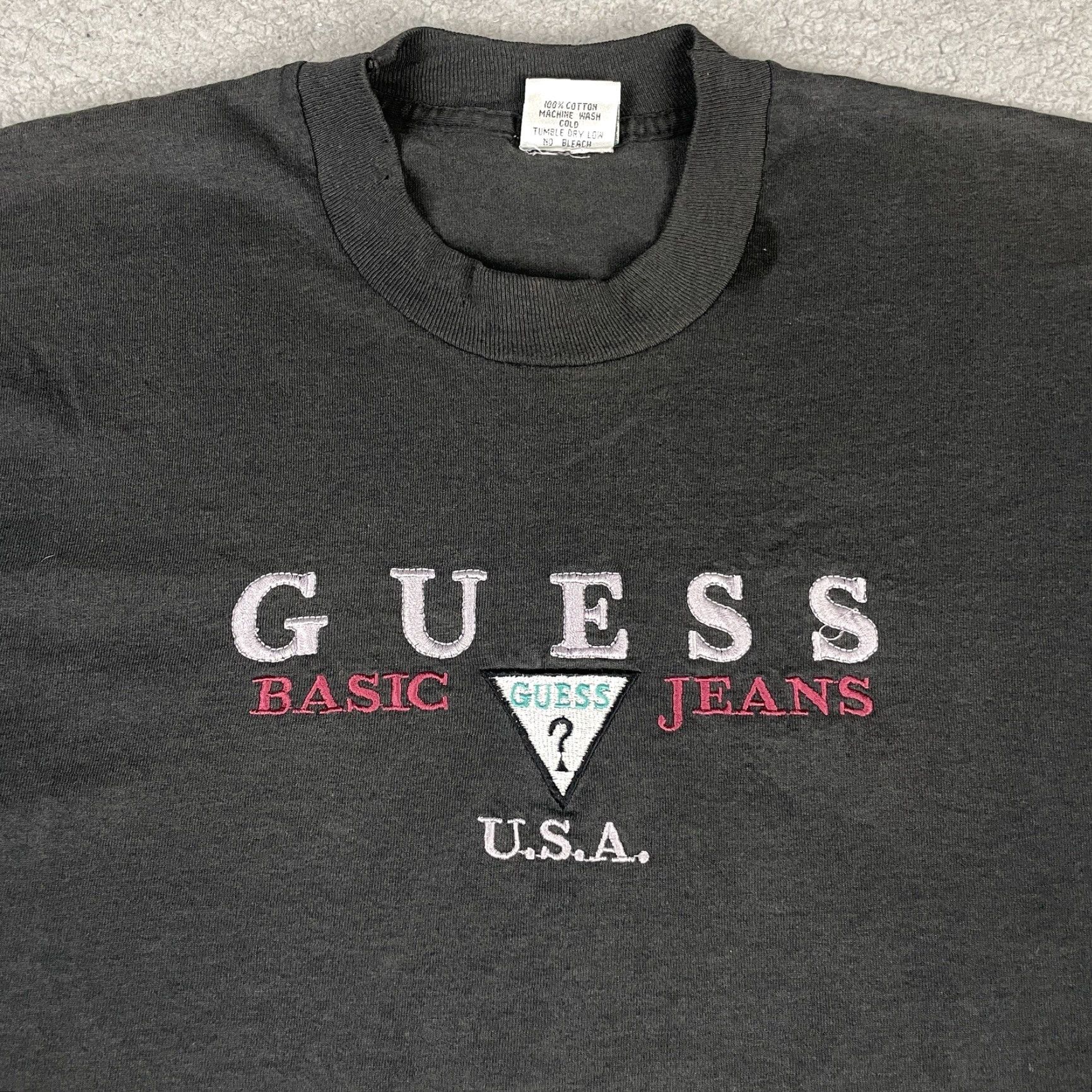 Guess VINTAGE GUESS TSHIRT Adult Medium Black Logo 90s Hip Hop Grunge Retro Mens M Size US M / EU 48-50 / 2 - 2 Thumbnail