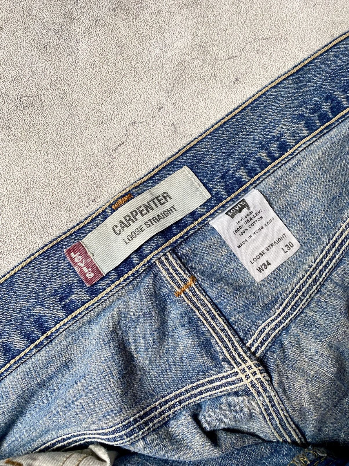 Levi's Vintage 00s Levis Carpenter Y2K Blue Jeans Loose Straight Size US 34 / EU 50 - 15 Thumbnail