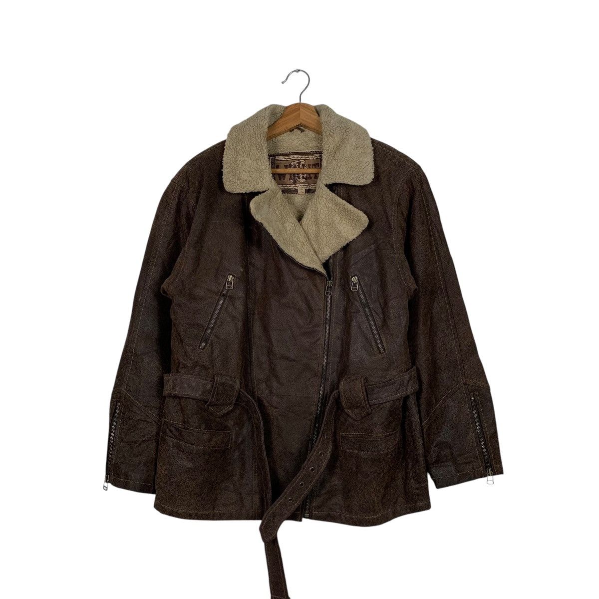 Vintage Japanese Brand Winlit Shearling Leather Jacket