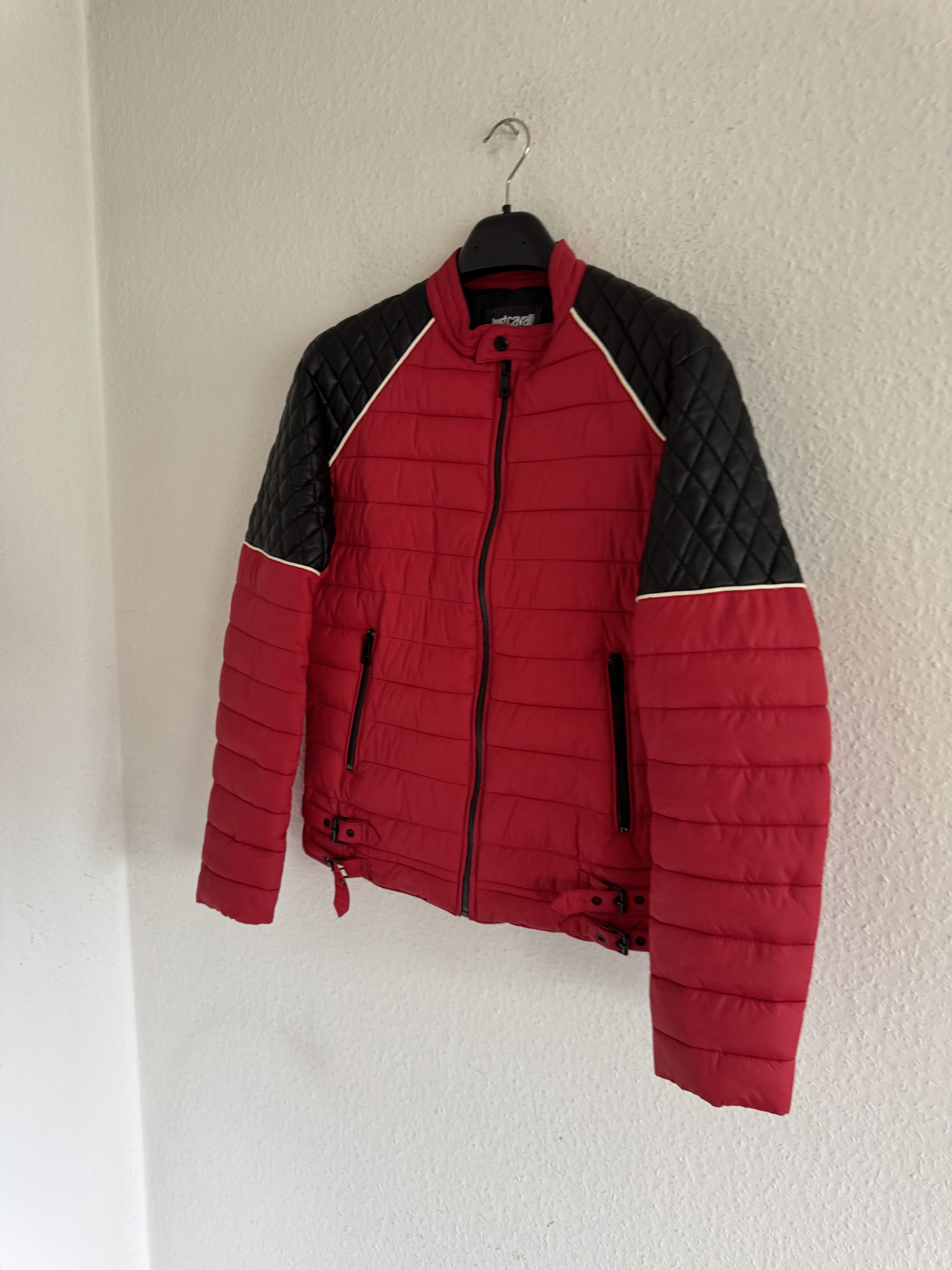 Just Cavalli Quilted Biker Down Jacket With Leather Shoulders Size US M / EU 48-50 / 2 - 3 Thumbnail
