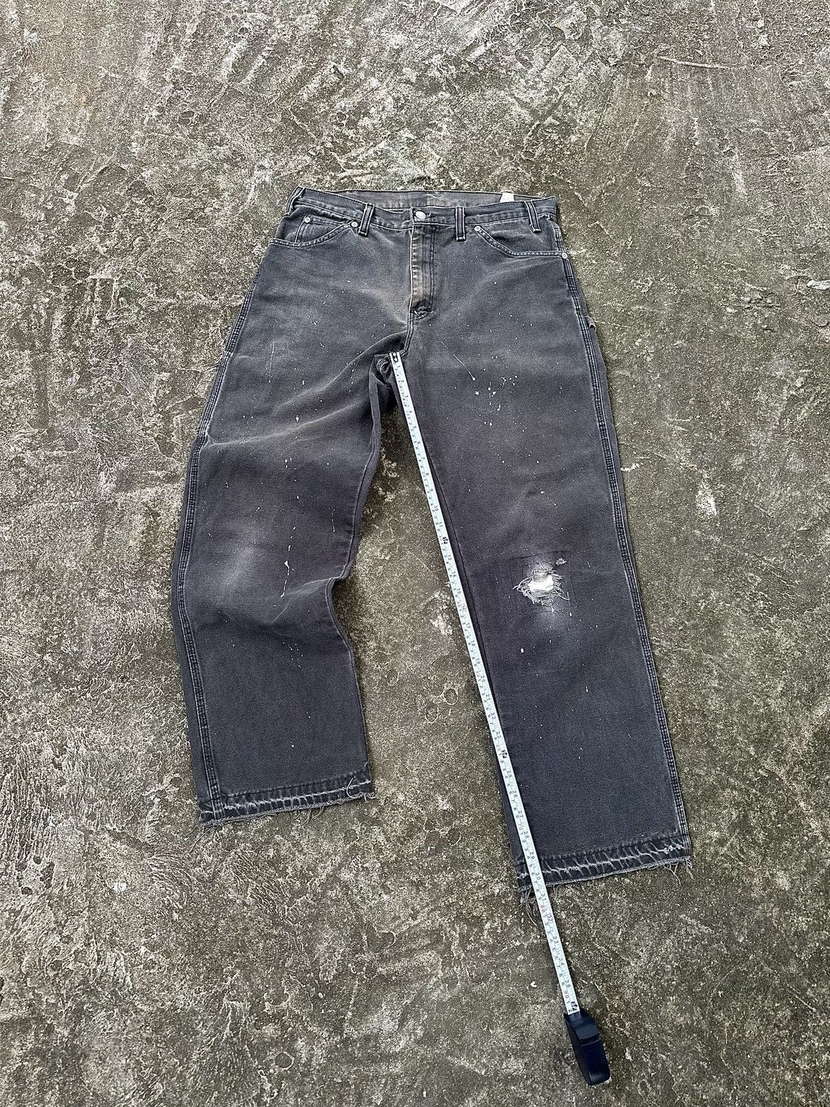 Carhartt (34x30.5) Crazy Distressed Dickies Carpenter Faded Black Size US 34 / EU 50 - 7 Thumbnail