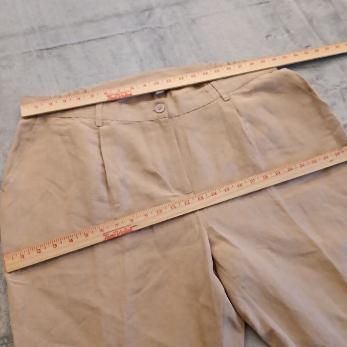 Vintage Jessica London Dress Pants Womens Plus Size 20WP Beige Linen Pleated Lined 40x28 Pants Womens Girls 40x28 Beige Linen Pleated Lined Pockets Size 27" / US 4 / IT 40 - 2 Thumbnail