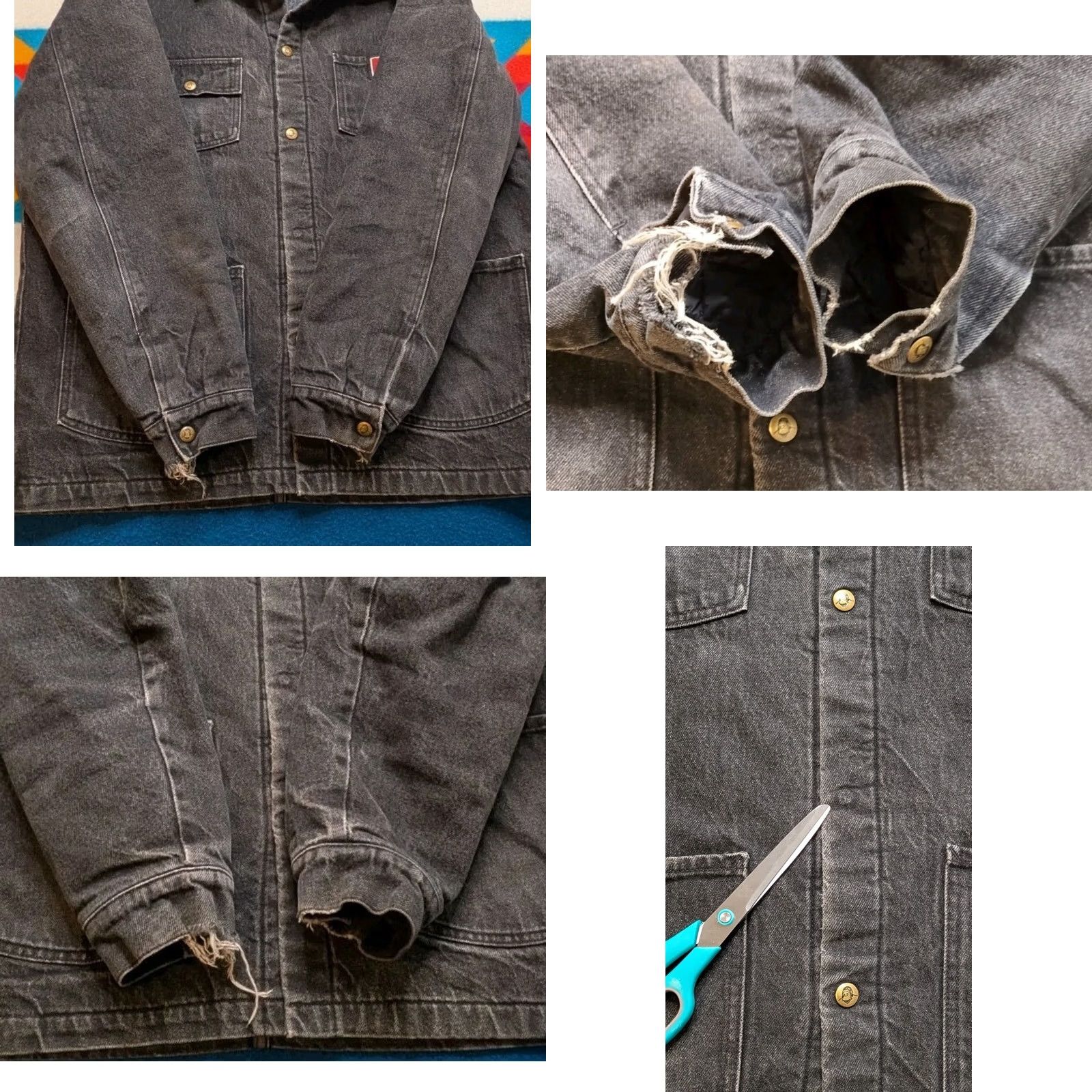 Ben Davis VINTAGE Ben Davis Jacket Blanket Lined Denim USA Chore Faded Black Large Mens Jacket/Coat Size US L / EU 52-54 / 3 - 8 Thumbnail