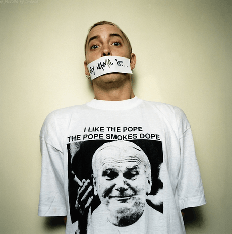THE POPE SMOKES DOPE Vintage T-Shirt Tee 90s Eminem Weed VTG