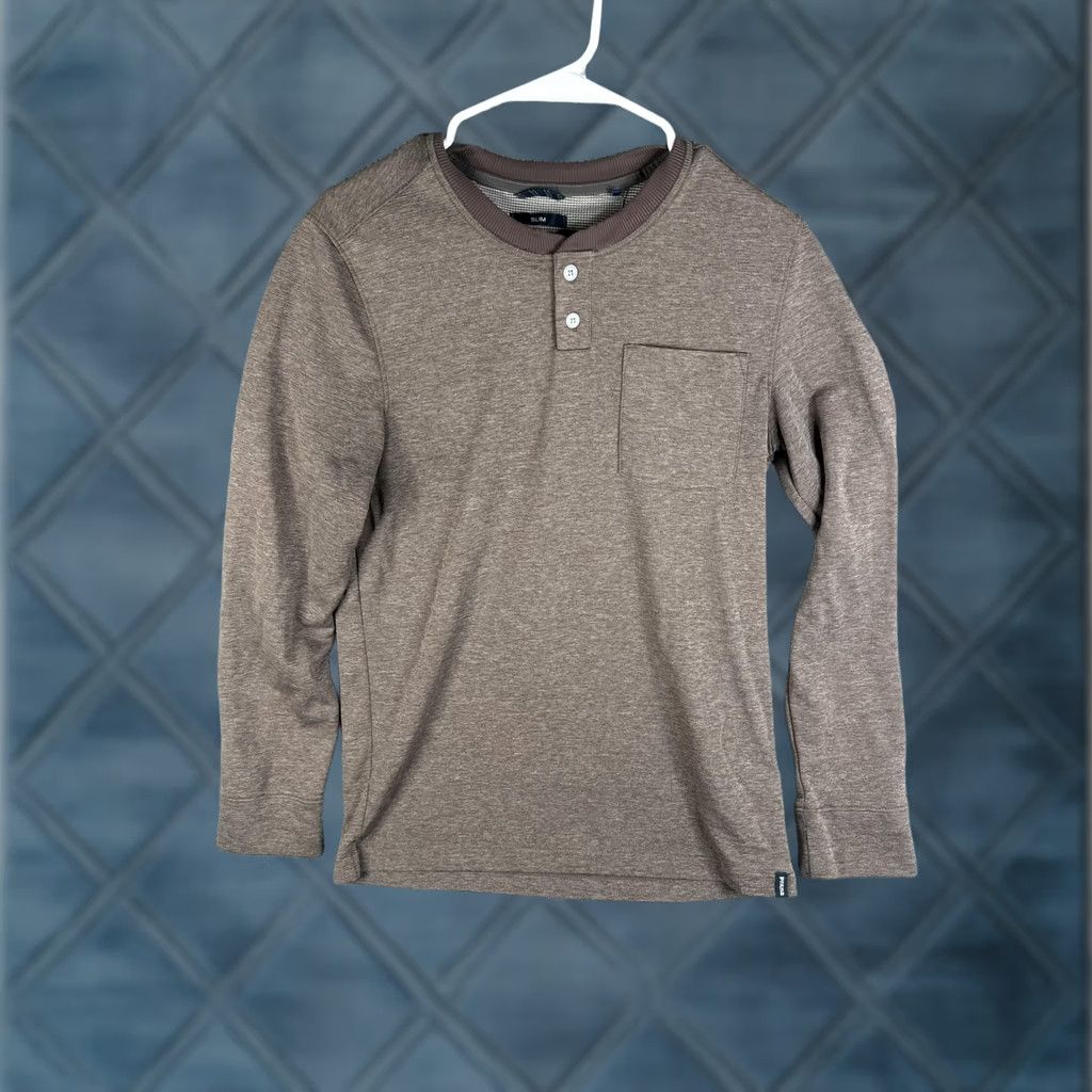 Prana prAna Henley Shirt Mens Small Brown Long Sleeve Slim Fit Pocket Casual Shirt Size US S / EU 44-46 / 1 - 1 Thumbnail