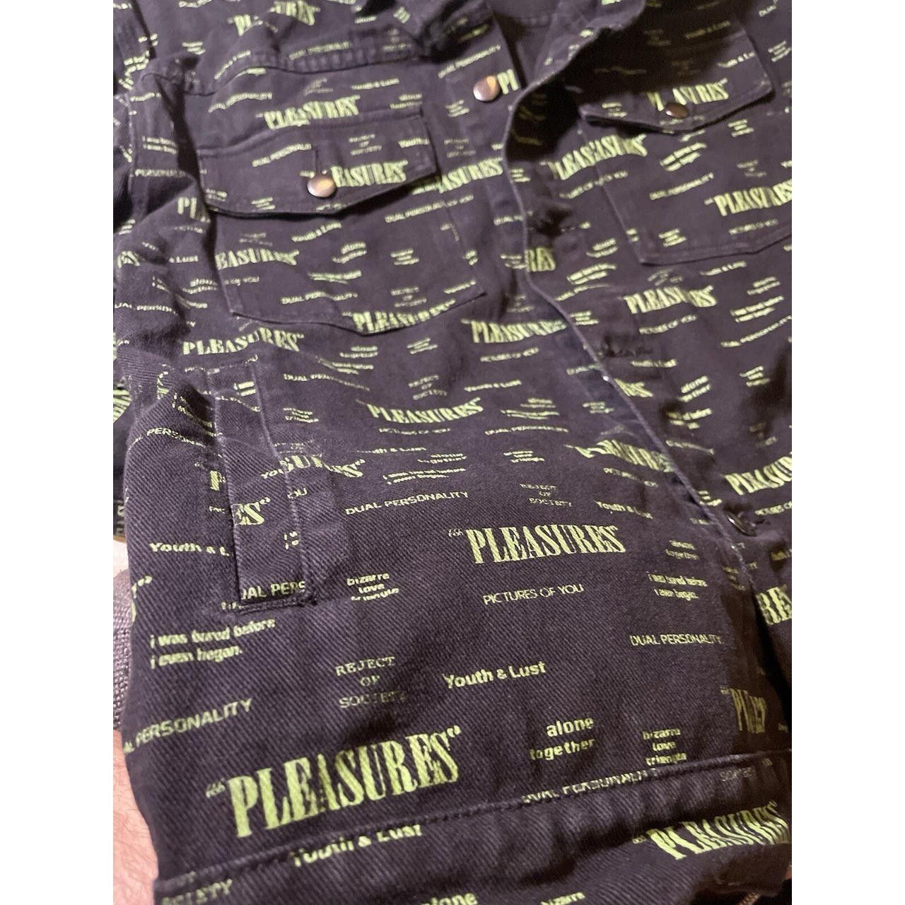 Pleasures PLEASURES Mens Sz L Buttoned Black/Green Denim Jacket Size US L / EU 52-54 / 3 - 3 Thumbnail