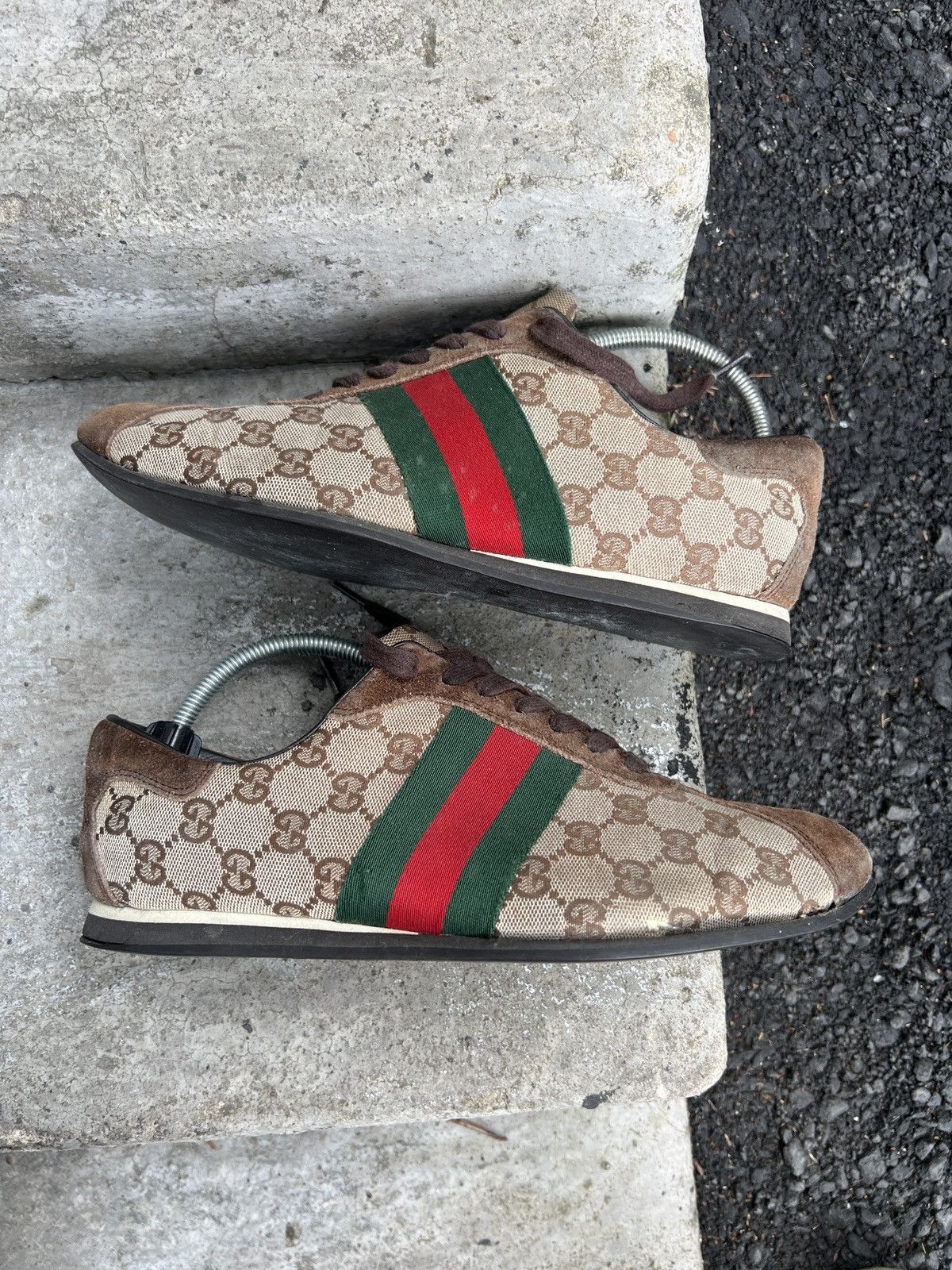 Gucci Vintage Gucci GG Guccissima Green Red 117711 Size US 7 / EU 40 - 2 Thumbnail