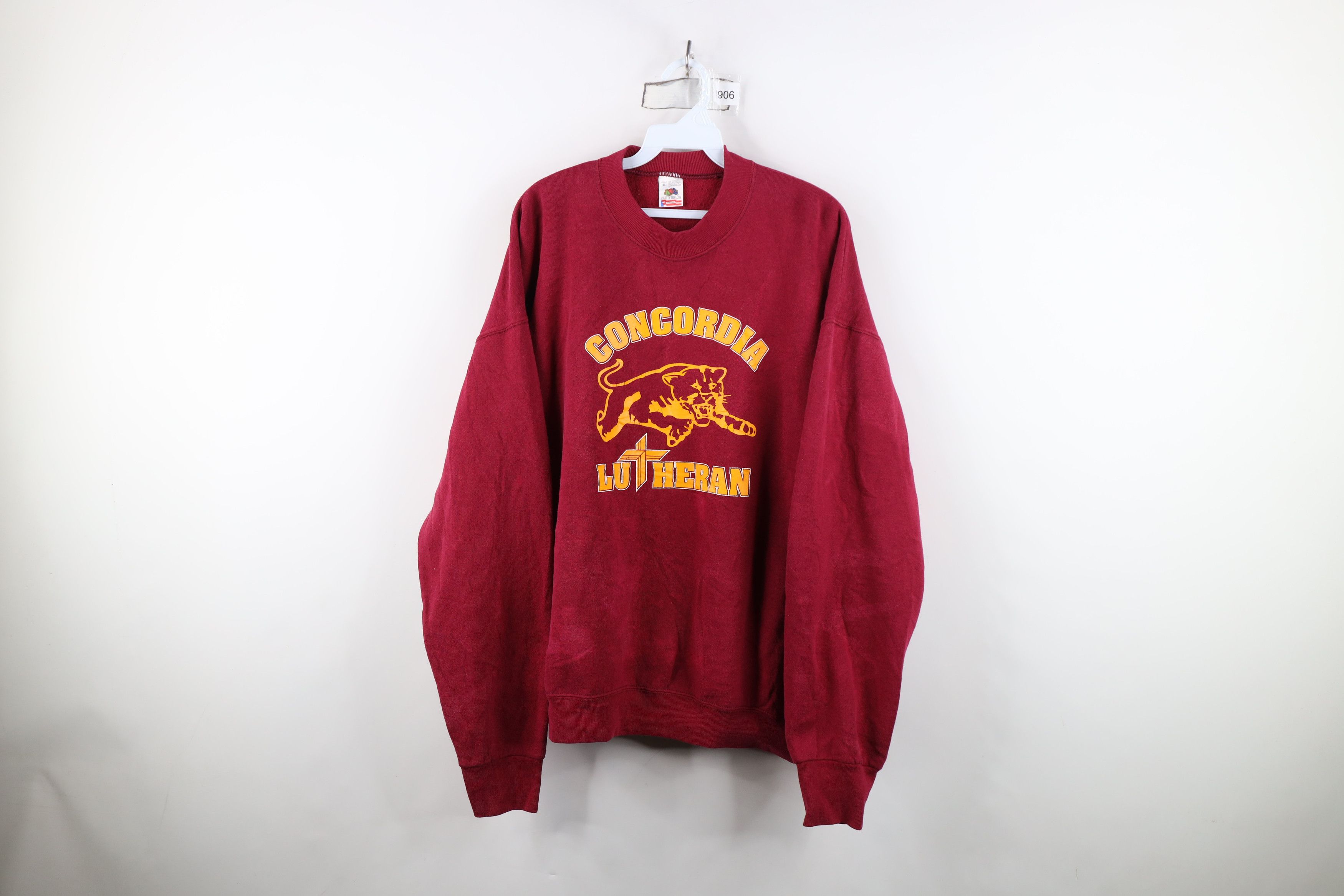 Vintage Vintage 90s Concordia Lutheran Crewneck Sweatshirt Red USA Size US XL / EU 56 / 4 - 1 Thumbnail