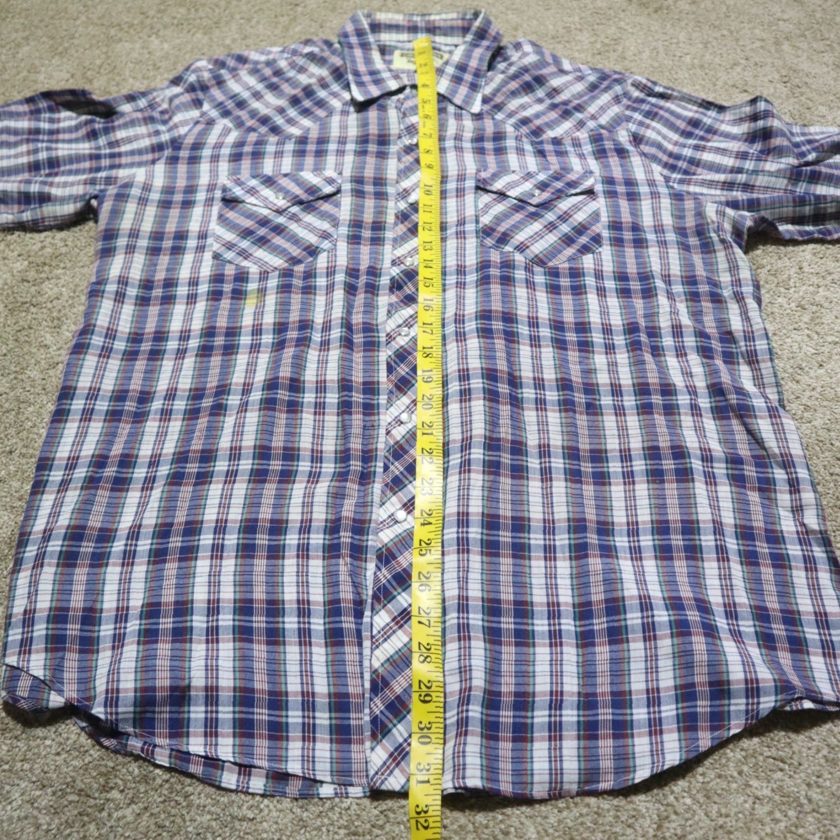 Vintage Youngbloods Shirt Cowboy Western Plaid Blue 1X Big Adult Men Snap Closure Button-Up Collared Short Sleeve Cotton Polyester Size US XL / EU 56 / 4 - 5 Thumbnail