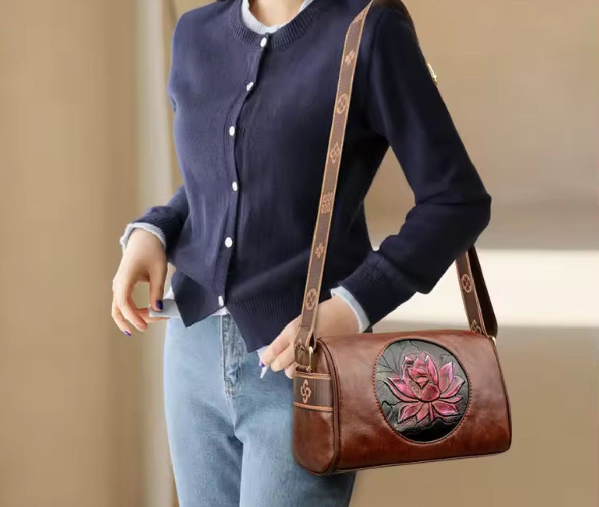 Other 3D Chinese Flower Art Leather Square Shoulder Bag Handbag Size ONE SIZE - 2 Thumbnail