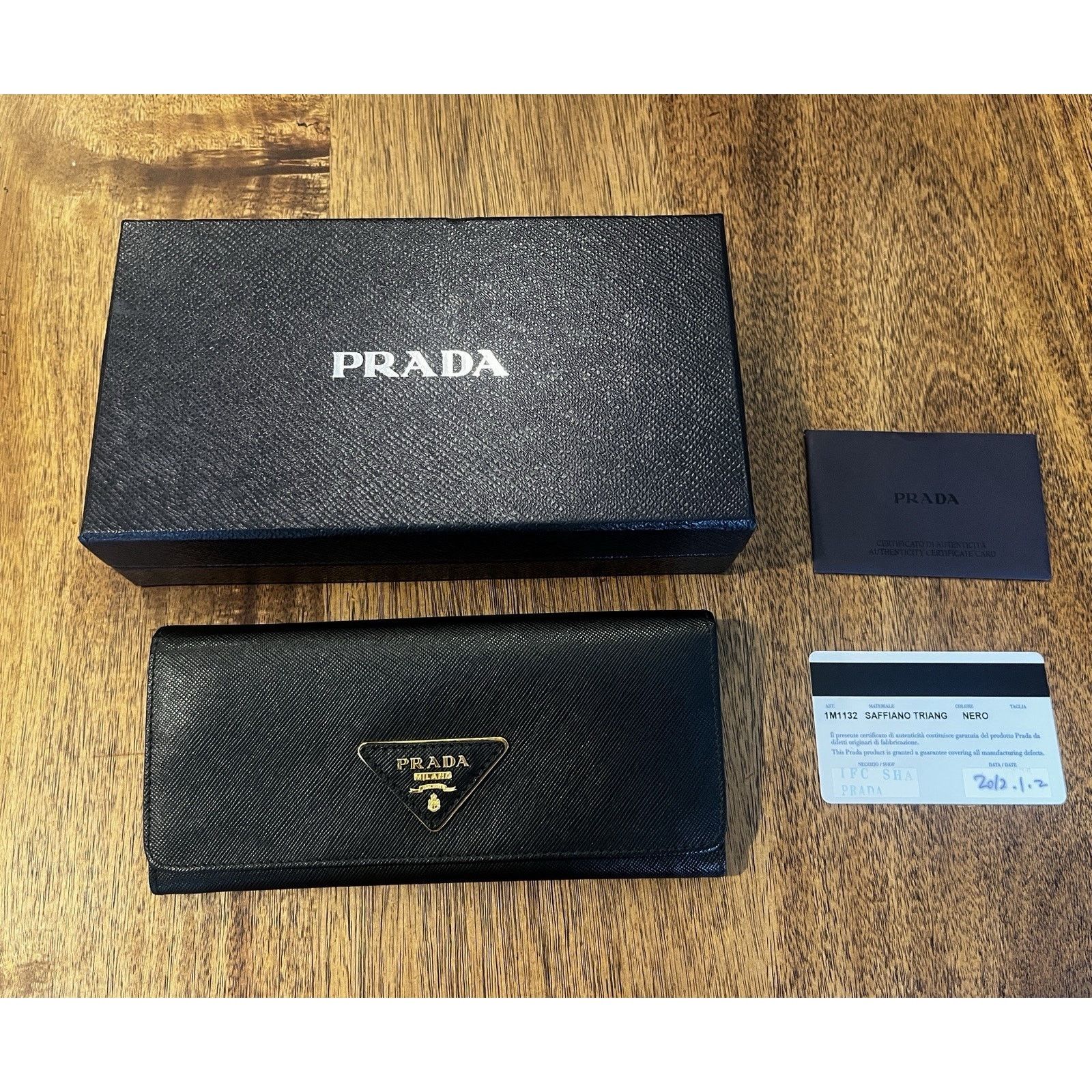 Prada Prada Large Saffiano Leather Wallet 100% Authentic Black Size ONE SIZE - 1 Thumbnail
