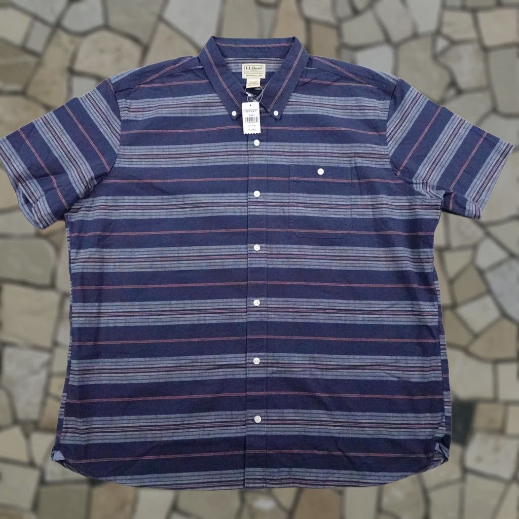Vintage LL Bean Shirt Mens XL Blue Stripes Chambray Comfort Stretch Button Up Flex NEW Size US XL / EU 56 / 4 - 1 Thumbnail