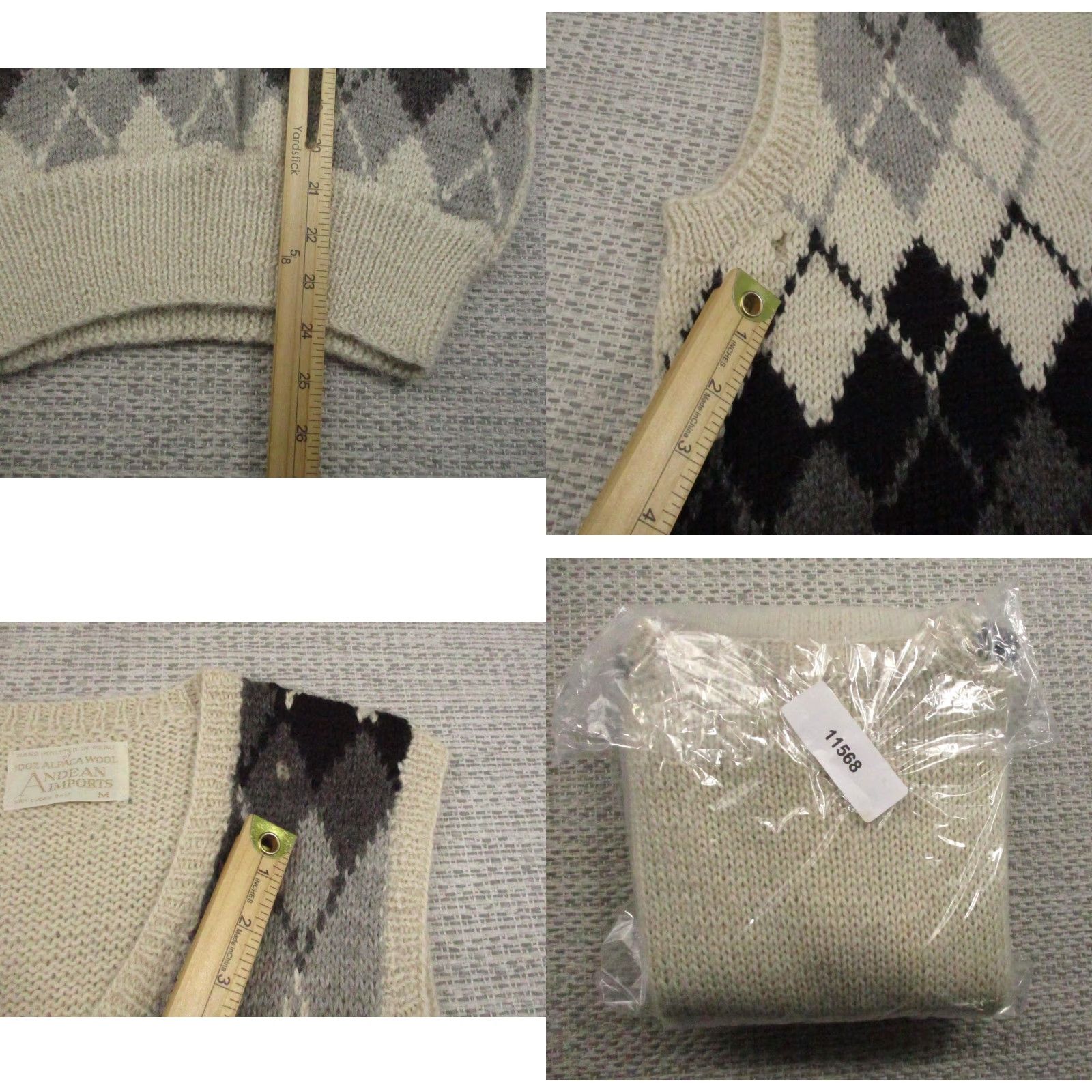 Vintage VINTAGE Andean Imports Sweater Vest Mens Medium Gray Argyle Alpaca Wool Hand Knit Size US M / EU 48-50 / 2 - 8 Thumbnail