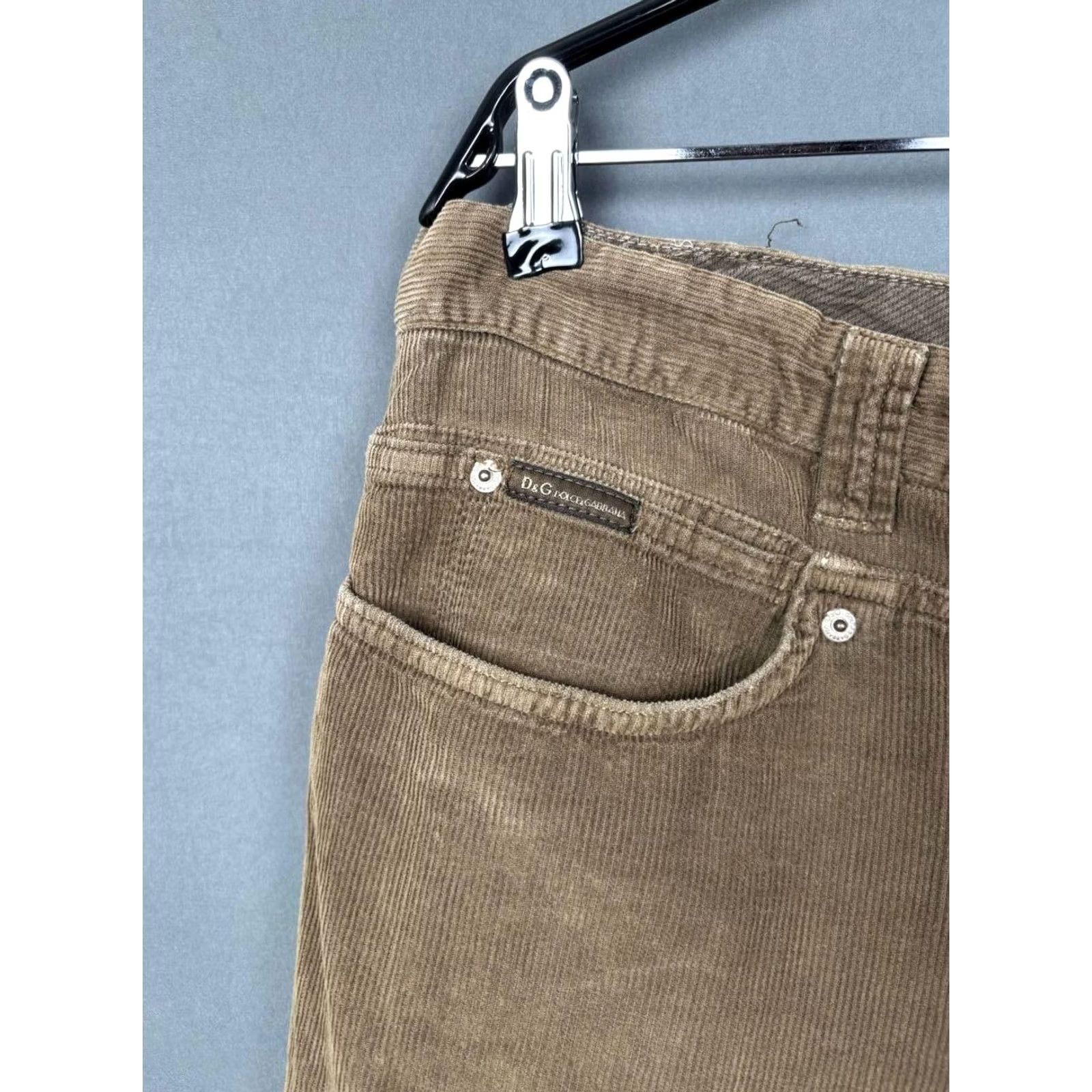 Dolce & Gabbana Dolce&Gabbana Mens Casual Pants Brown Cotton Corduroy Straight Leg Size 54 Regular Front Flat Size US 38 / EU 54 - 7 Thumbnail