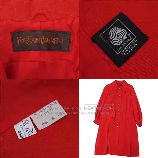 Saint Laurent Paris Yves Saint Laurent Red Long Coat. Size S / US 4 / IT 40 - 9 Thumbnail