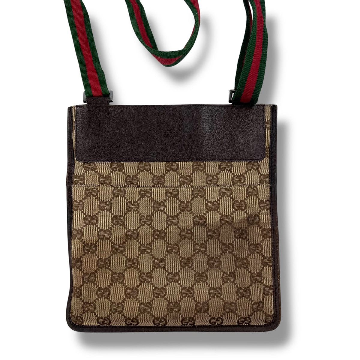 Gucci Striped Strap Monogram Messenger Bag in Beige, Men's