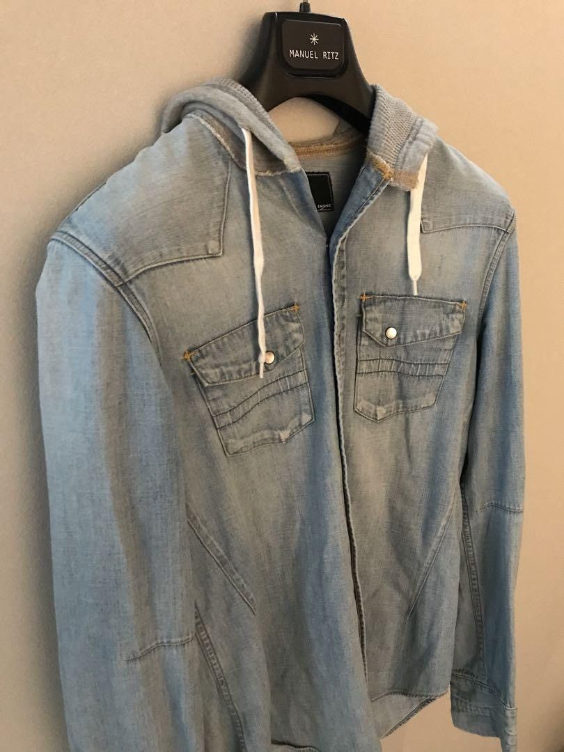 Number (N)ine Hooded Denim Button Up Shirt Size US L / EU 52-54 / 3 - 2 Thumbnail