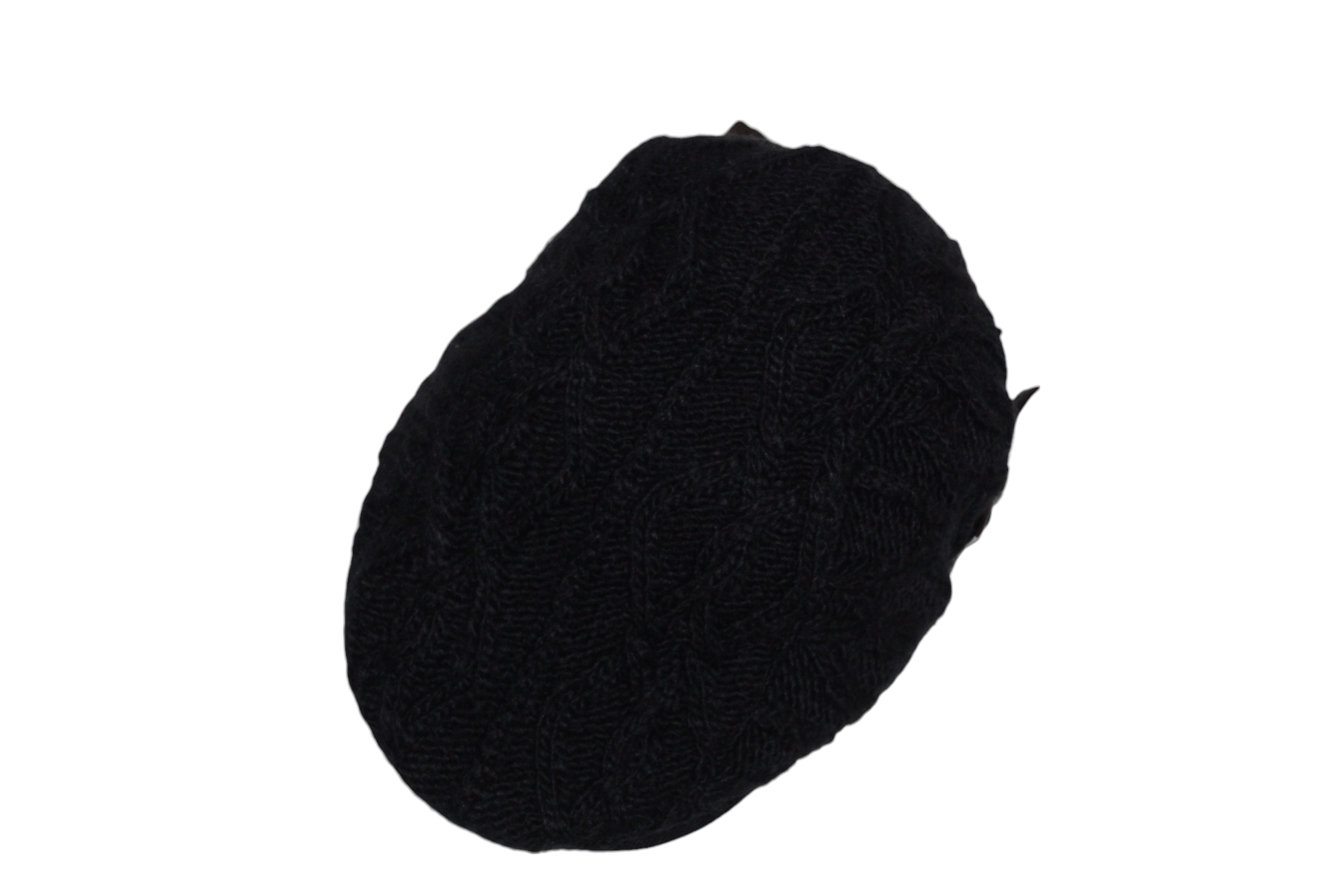 Danier Danier Black Noir Wool Blend Chunky Crochet Knit Flat Cap Size ONE SIZE - 10 Thumbnail