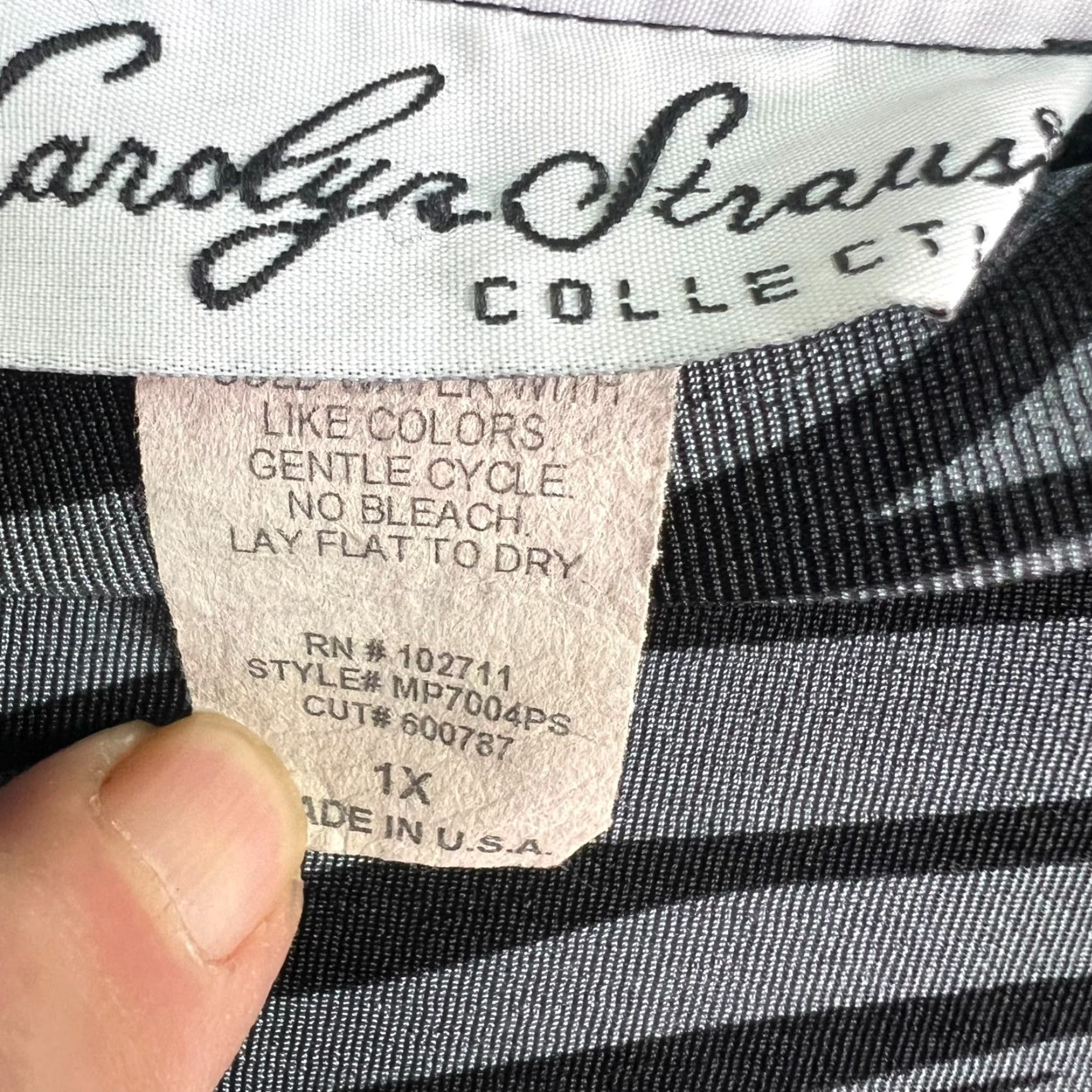 Vintage VINTAGE Carolyn Strauss Geometric Striped Maxi Skirt 1X Womens Gray/Black Polyester Spandex Midi? Long? Size 40" / US 18 - 5 Thumbnail