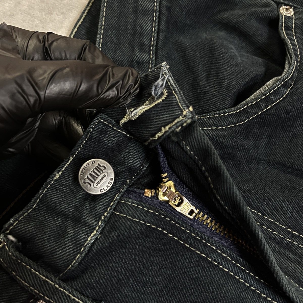 Japanese Brand 2000s Status Jeans Lace-Up Flared Denim / Y2K Punk Rock Size 26" / US 2 / IT 38 - 9 Thumbnail