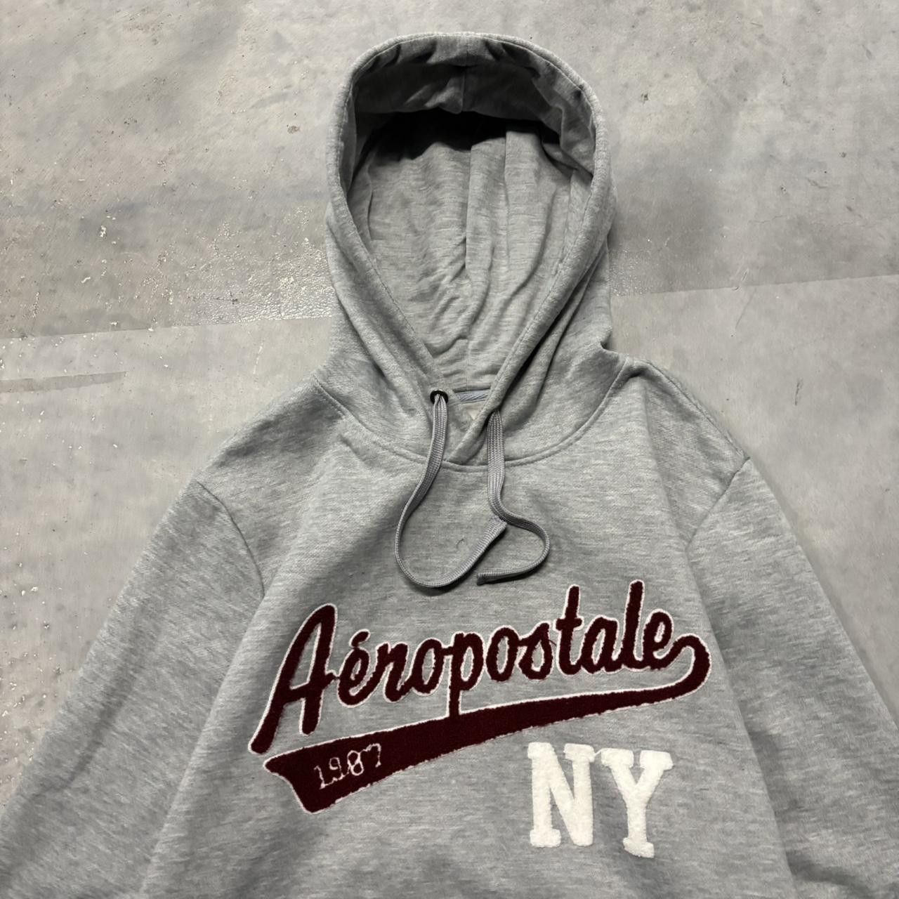 Aeropostale × Vintage Crazy Vintage Y2K/2000s Grey Aeropostale NY Spellout Skater Hoodie! Size US XL / EU 56 / 4 - 2 Thumbnail